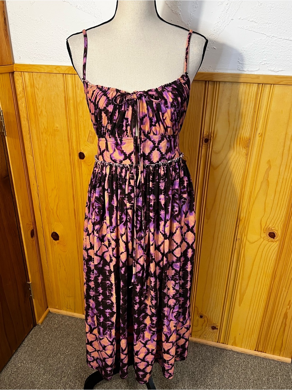 Ulla Johnson Freya Cutout Tie-Dyed Cotton-Jersey Midi Dress Sz-6 - Picture 2 of 12